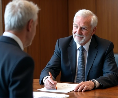 Anwalt berät Kunden zum Pensionsrecht